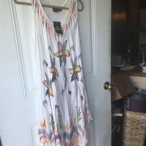 S.R. Fashion’s Asymmetrical Dress with Embroidery with flowers one size